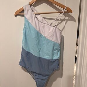 Cupshe Blue and White One-Shoulder One Piece